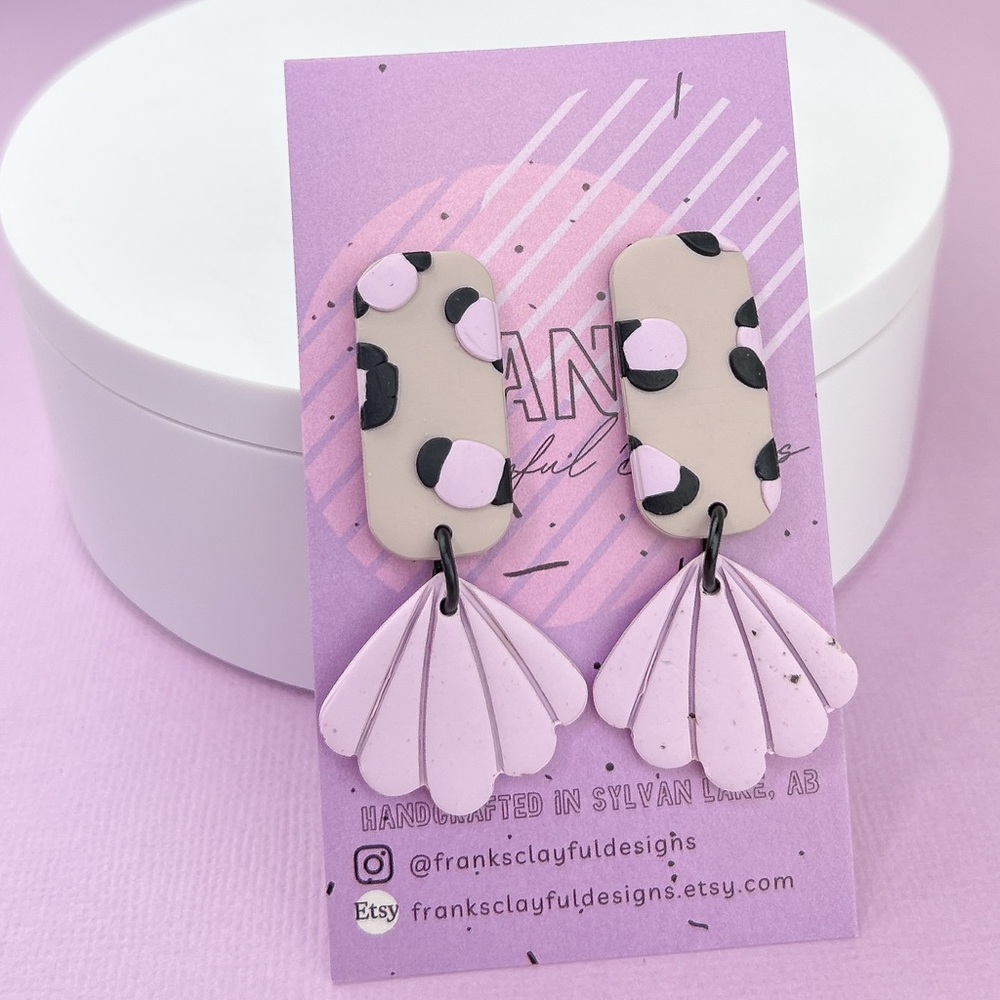 Leopard Print Design Handmade Polymer Clay Earrings Lightweight Funky